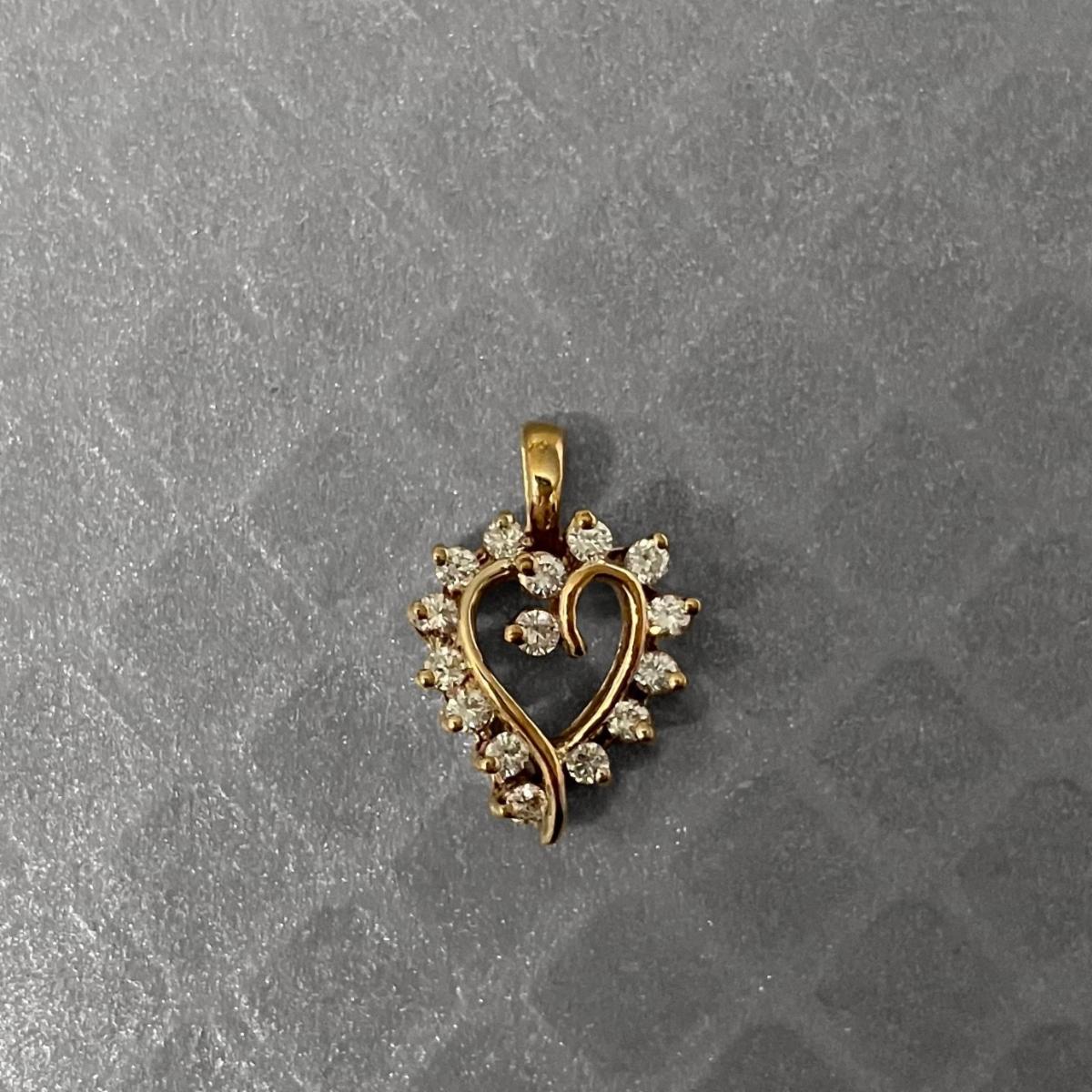 Preowned Yellow Gold and Diamond Heart Pendant