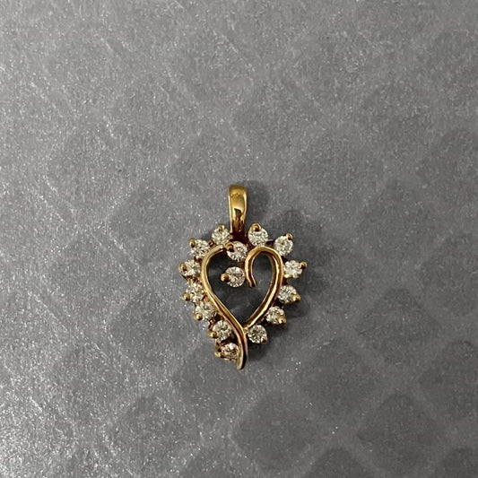 Preowned Yellow Gold and Diamond Heart Pendant