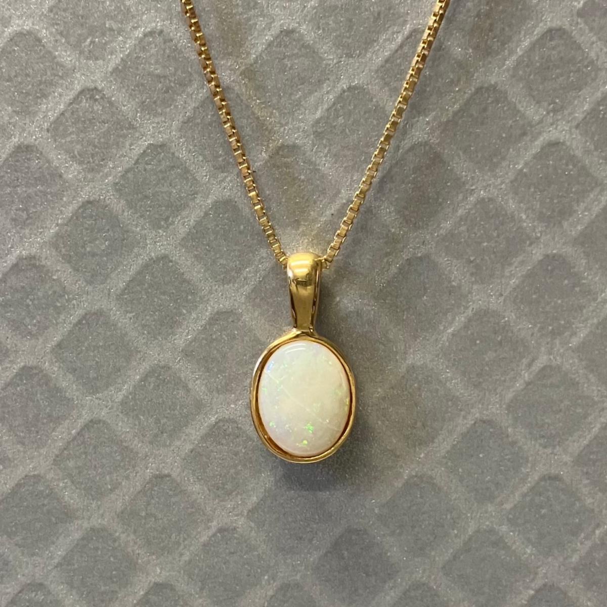 Preowned Yellow Gold and Oval Opal Pendant