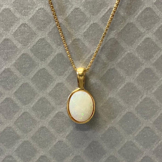 Preowned Yellow Gold and Oval Opal Pendant