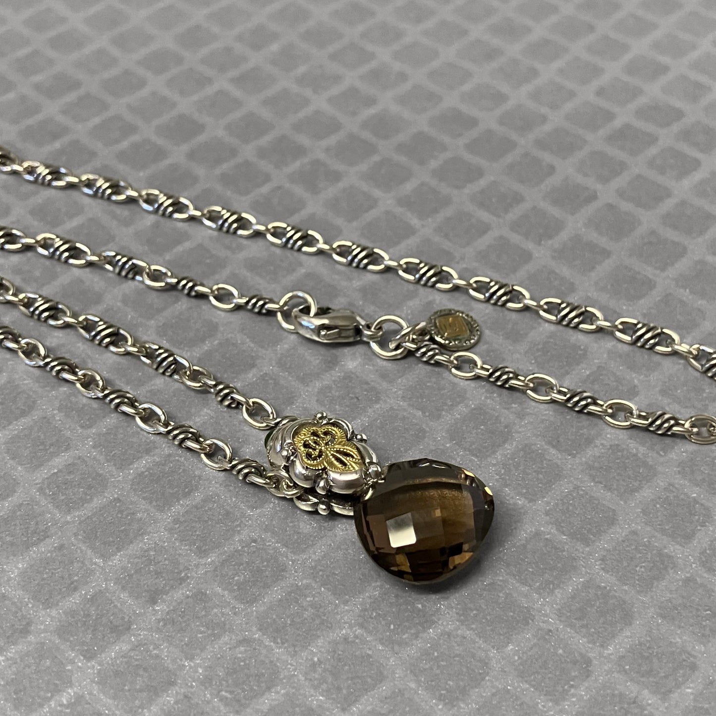 Preowned Sterling Silver and Yellow Gold Smoky Quartz and Green Tourmaline William Schraft Pendant