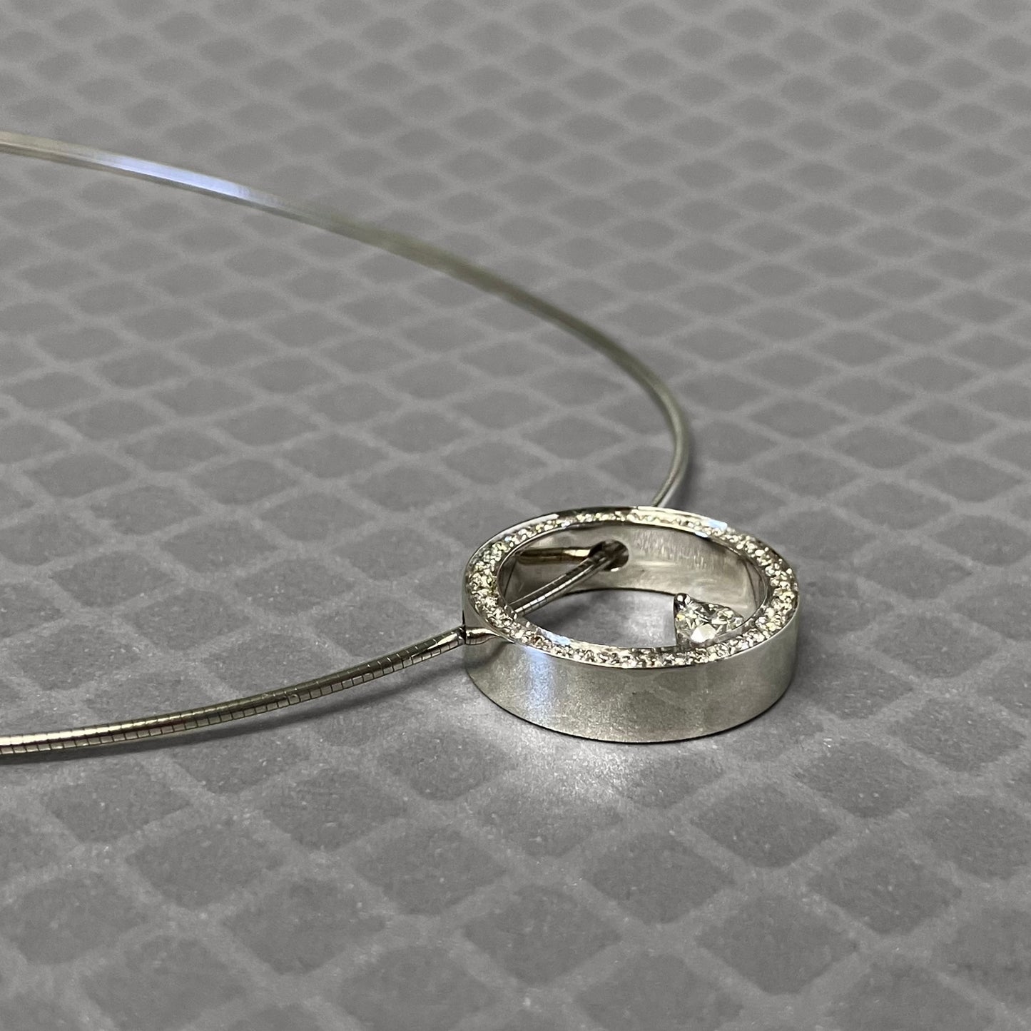 Preowned White Gold and Diamond Open Circle Slide Pendant