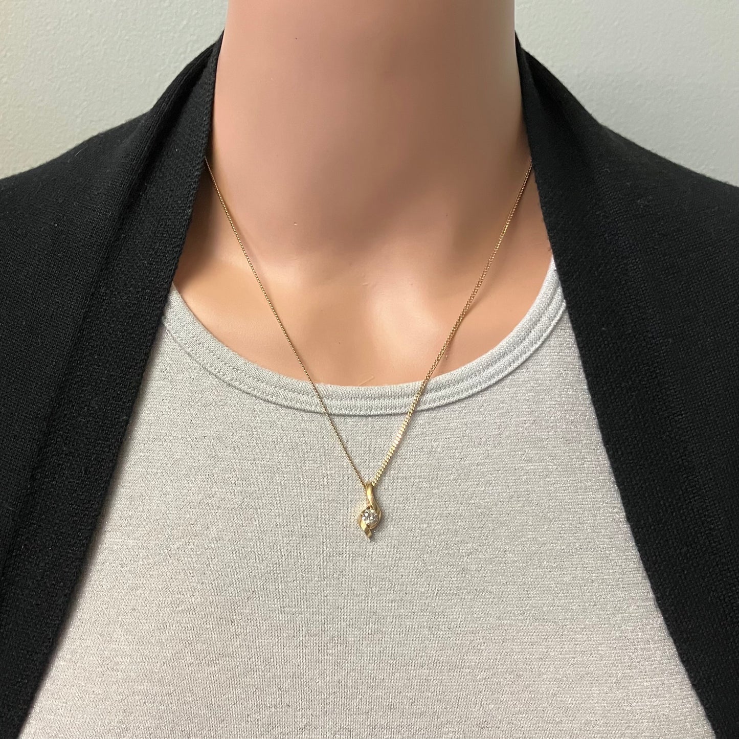 Preowned Yellow Gold and Diamond Swirl Pendant