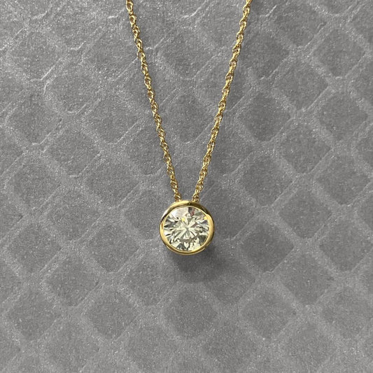 Preowned Yellow Gold and Round Diamond Bezel Set Pendant