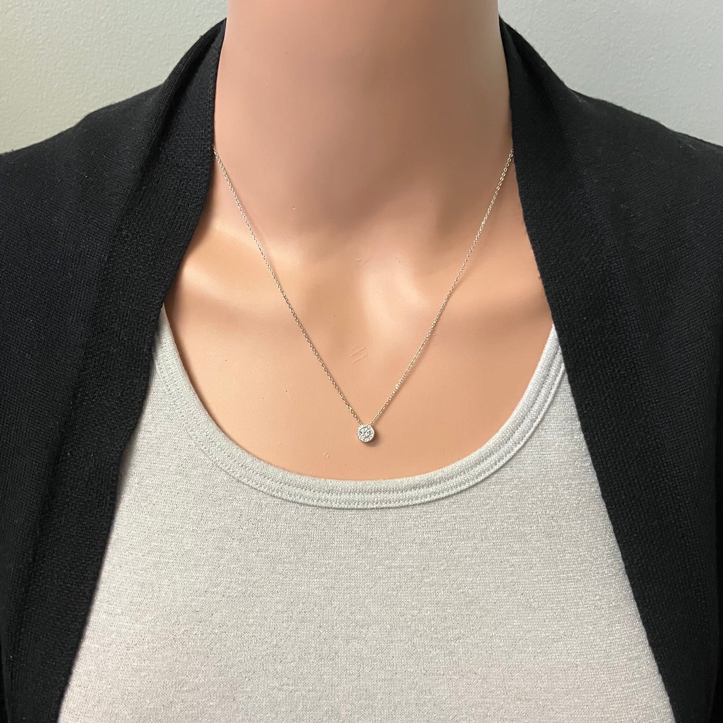 Preowned White Gold and Diamond Cluster Pendant
