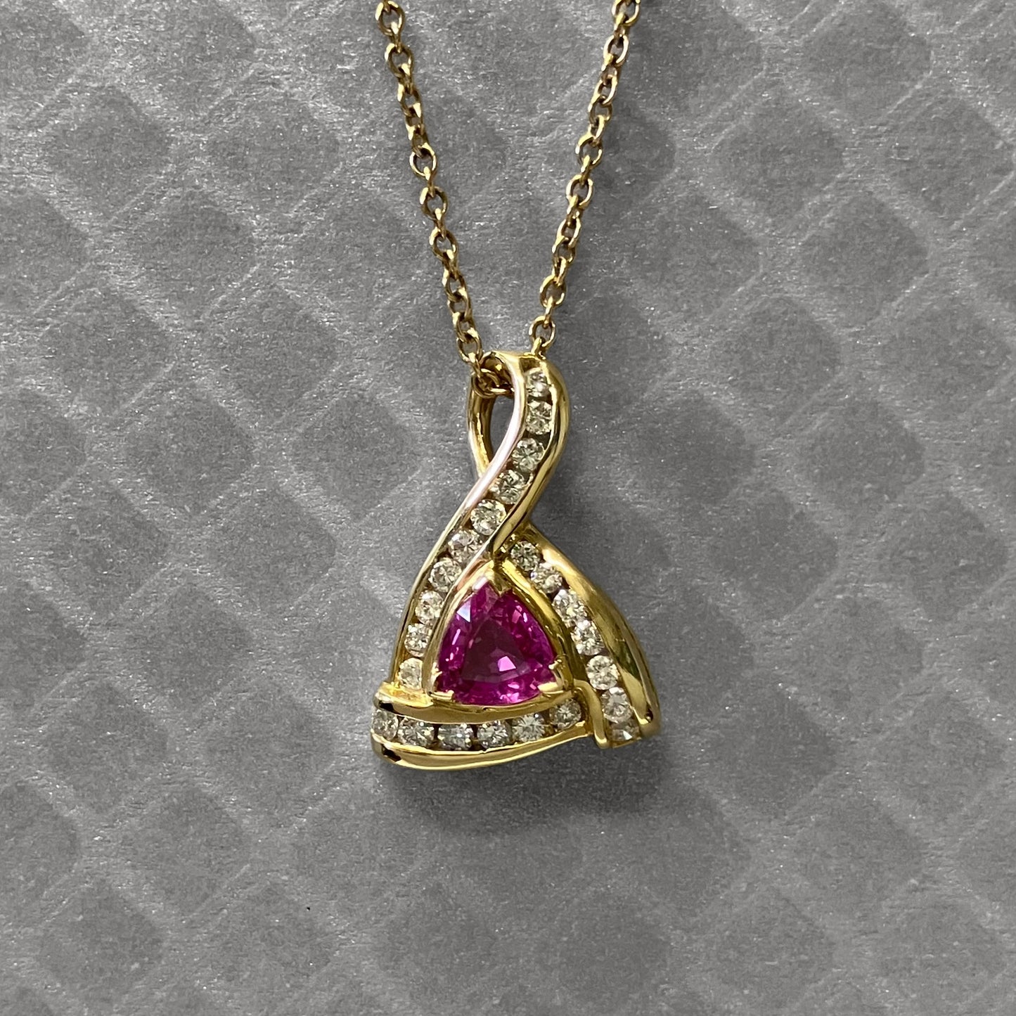 Preowned Yellow Gold Pink Sapphire and Diamond Pendant