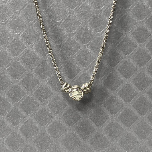 Preowned White Gold and Round Diamond Slide Pendant