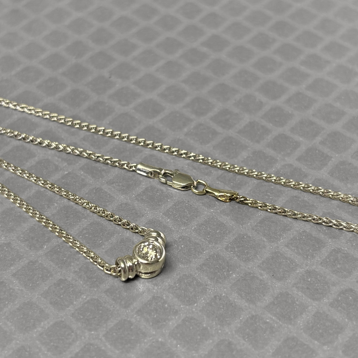 Preowned White Gold and Round Diamond Slide Pendant