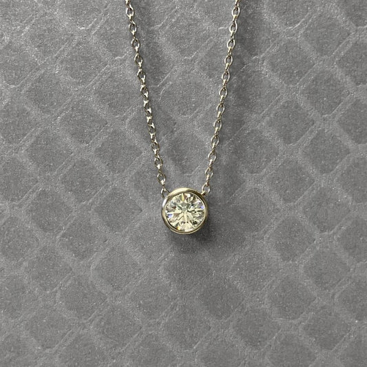 Preowned White Gold Round Brilliant Cut Bezel Set Diamond Slide Pendant