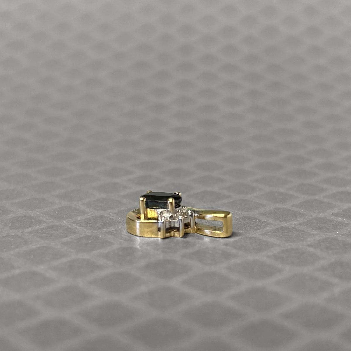 Preowned Yellow Gold Blue Sapphire and Diamond Swirl Pendant
