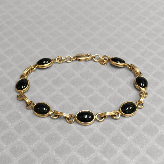 Preowned Yellow Gold and Onyx Bracelet