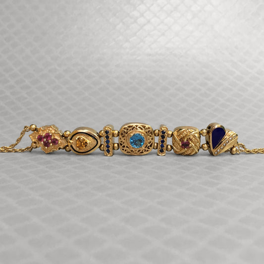 Preowned Yellow Gold and Colored Stones Slide Bracelet