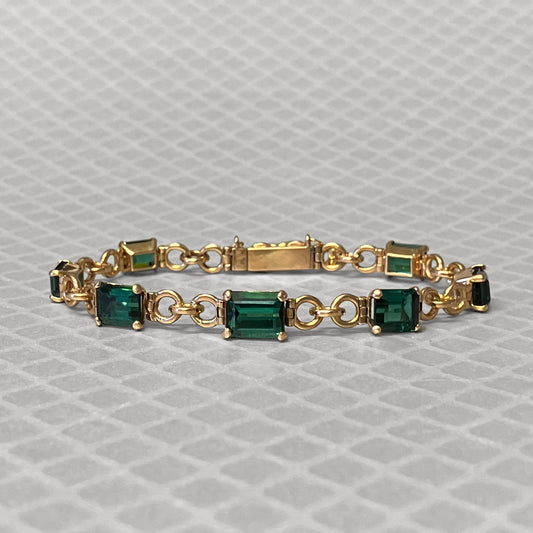 Preowned Yellow Gold and Green Tourmaline Bracelet