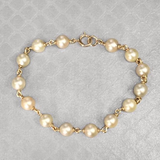 Preowned Yellow Gold and Akoya Pearl Bracelet