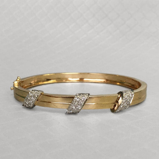 Preowned Yellow Gold and Diamond Bangle Bracelet