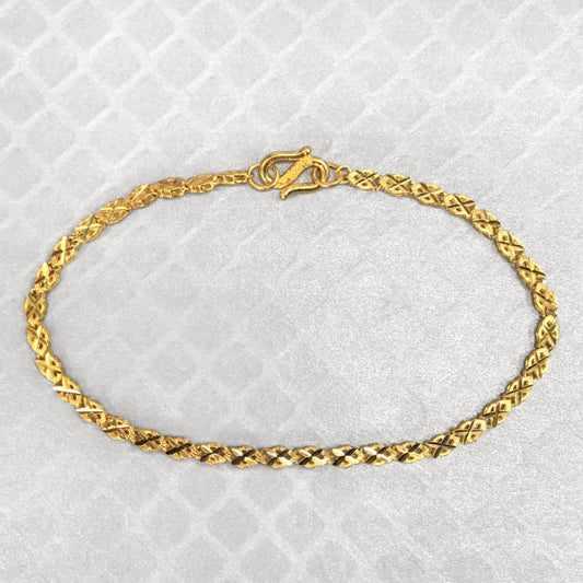 Preowned Yellow Gold Textured Oval Link Bracelet