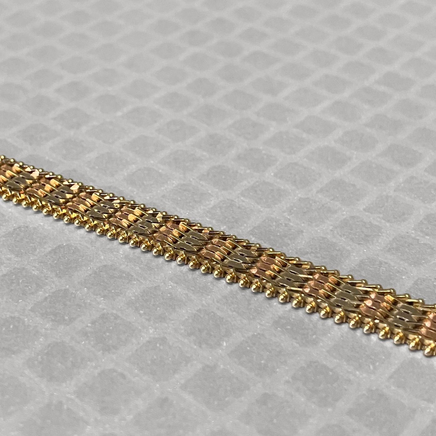 Preowned Tricolor Gold Mesh Link Bracelet