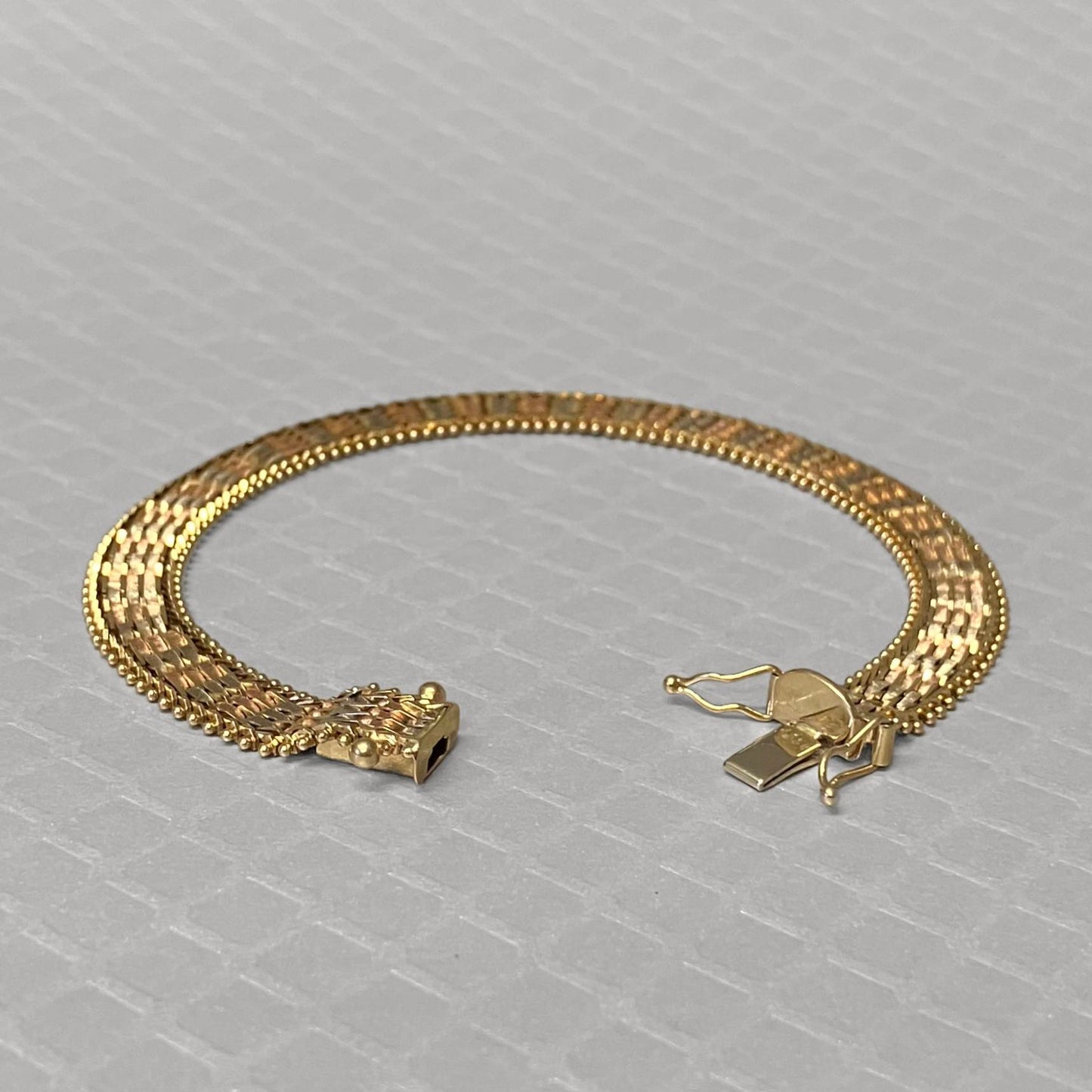 Preowned Tricolor Gold Mesh Link Bracelet