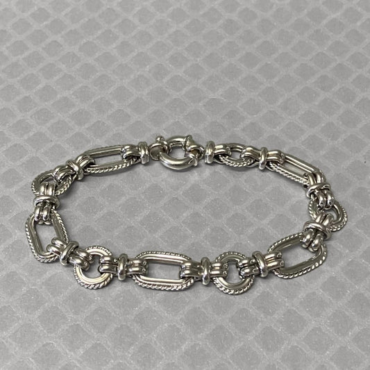 Preowned White Gold Oval and Round Link Bracelet