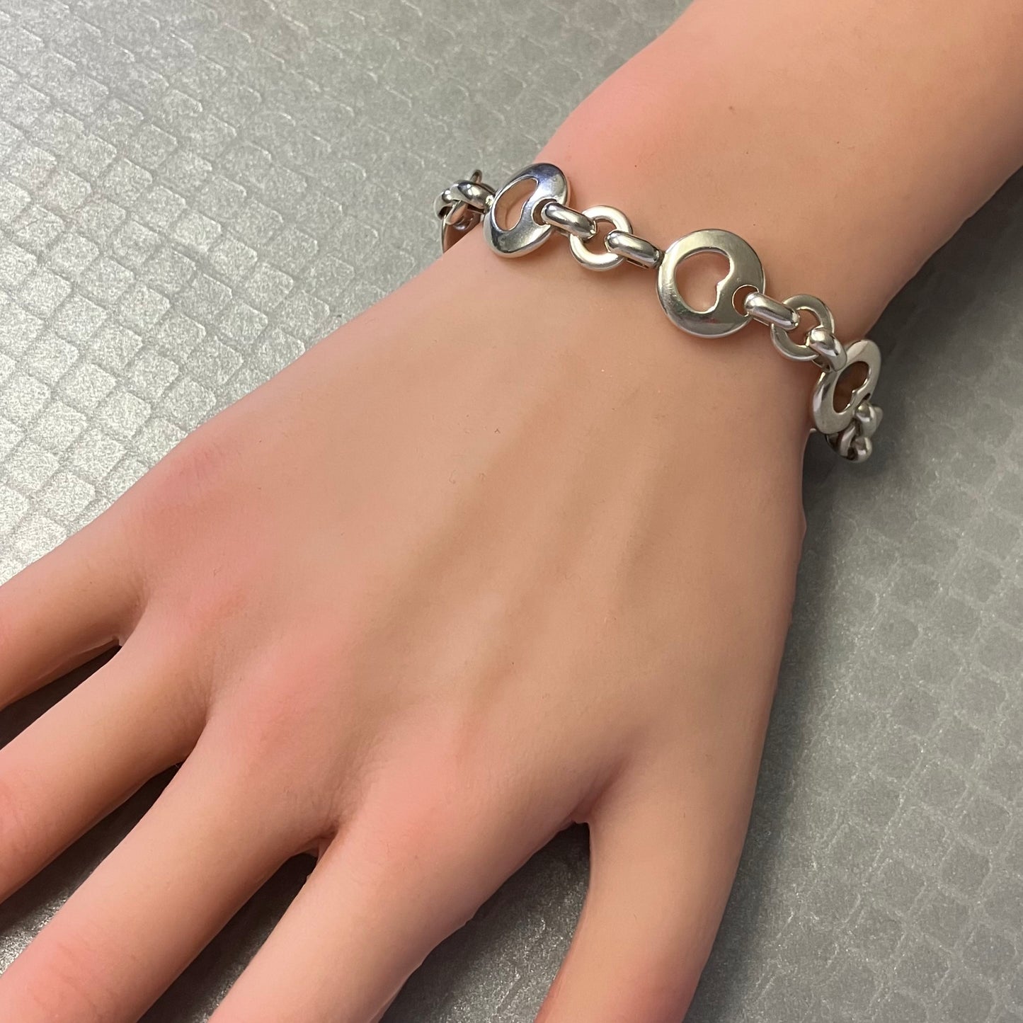 Preowned Sterling Silver Tiffany & Co. Open Heart Link Bracelet