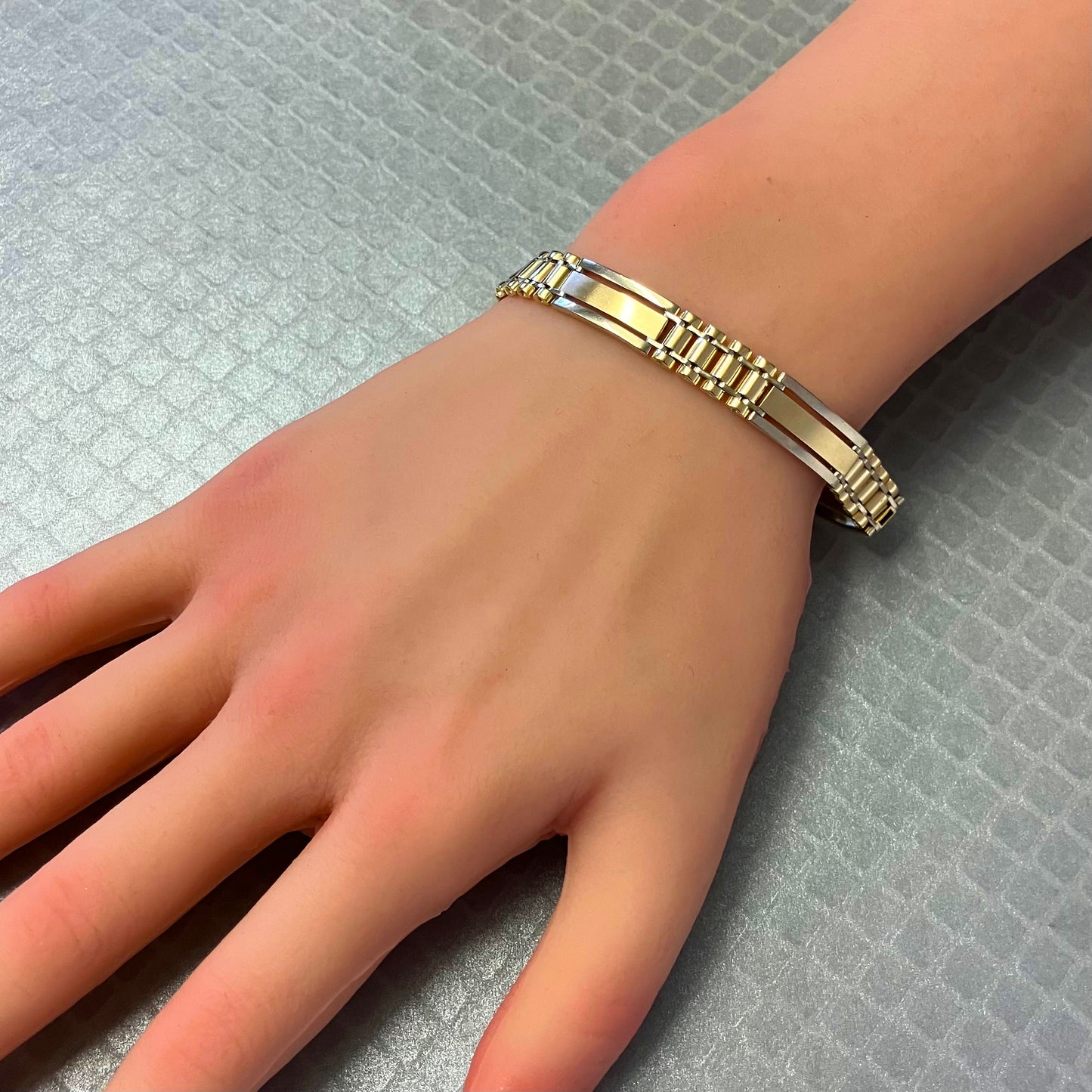 Preowned Yellow and White Gold Open Bar Link Bracelet