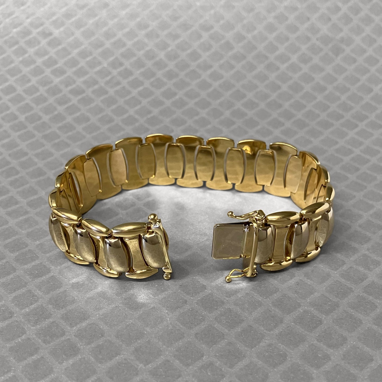 Preowned Yellow and White Gold Wide Link Bracelet