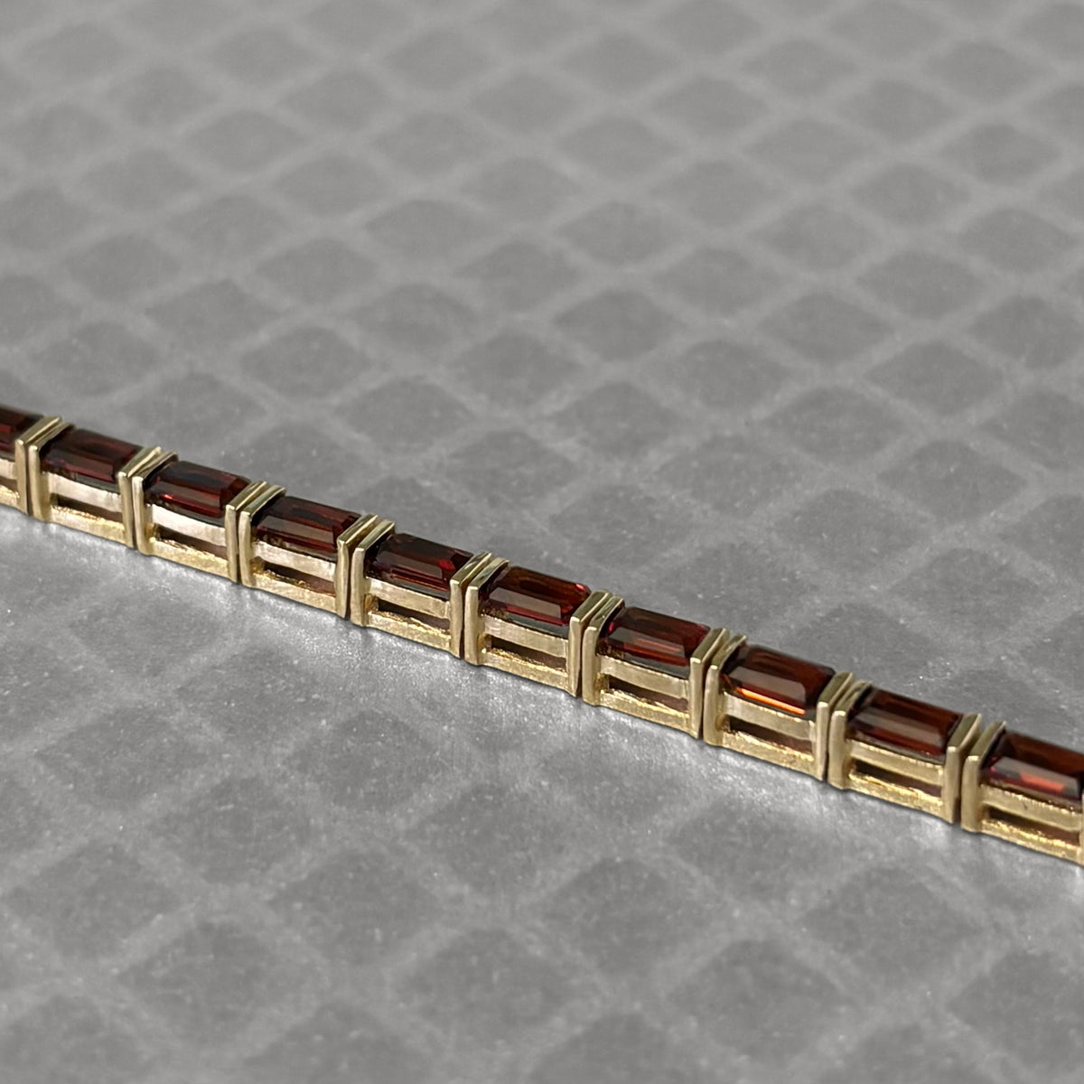 Preowned Yellow Gold and Emerald Cut Garnet Bracelet