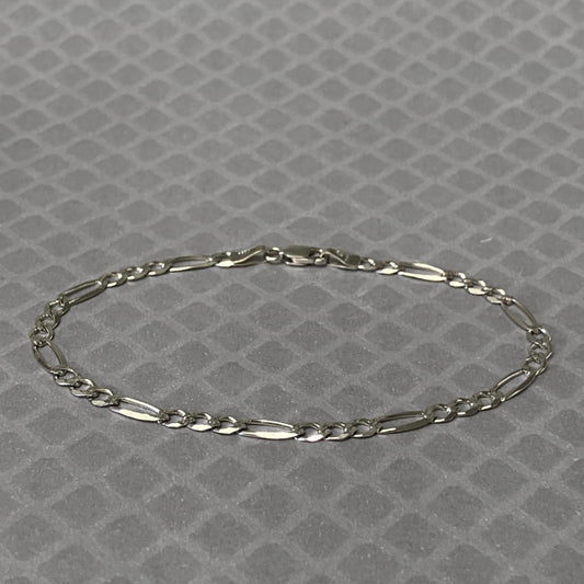 Preowned White Gold Textured Figaro Bracelet