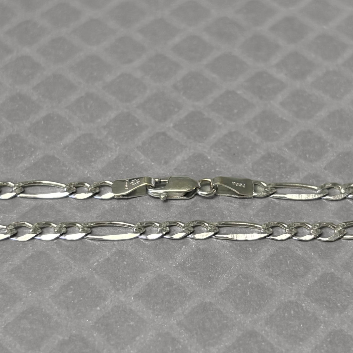 Preowned White Gold Textured Figaro Bracelet