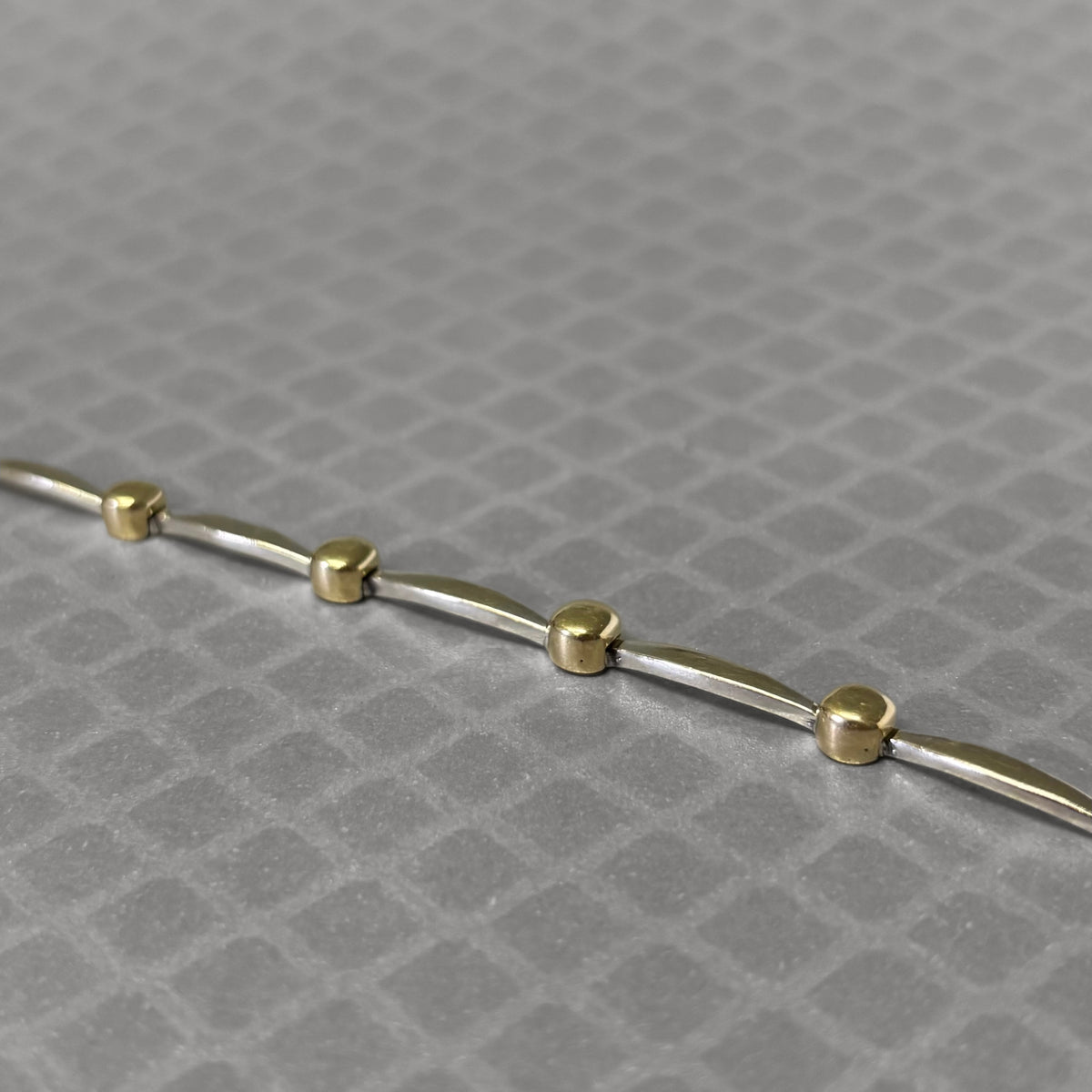 Preowned Yellow and White Gold Bar and Ball Link Bracelet