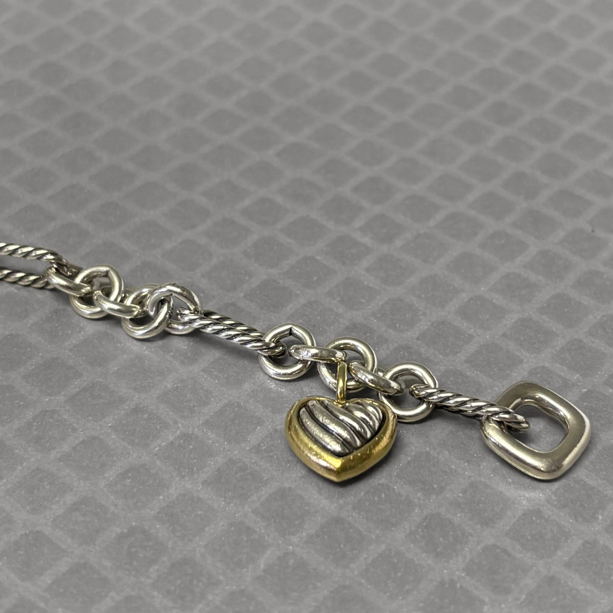 Preowned Sterling Silver and Yellow Gold David Yurman Heart Toggle Bracelet