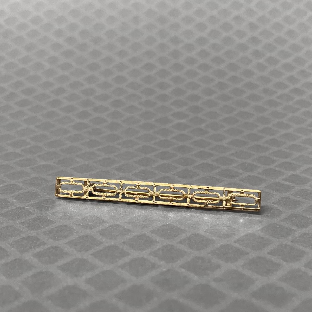 Preowned Yellow Gold Open Textured Bar Pin