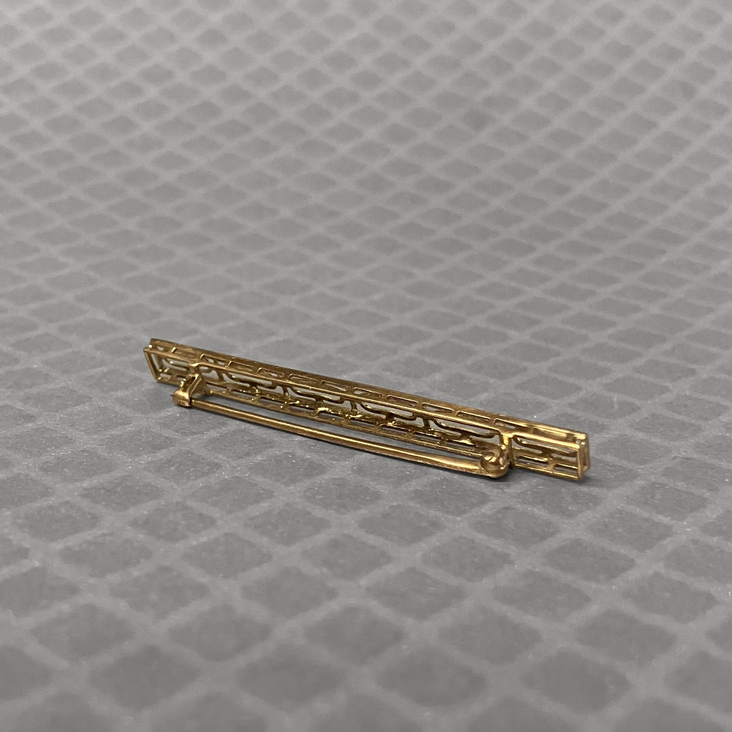Preowned Yellow Gold Open Textured Bar Pin