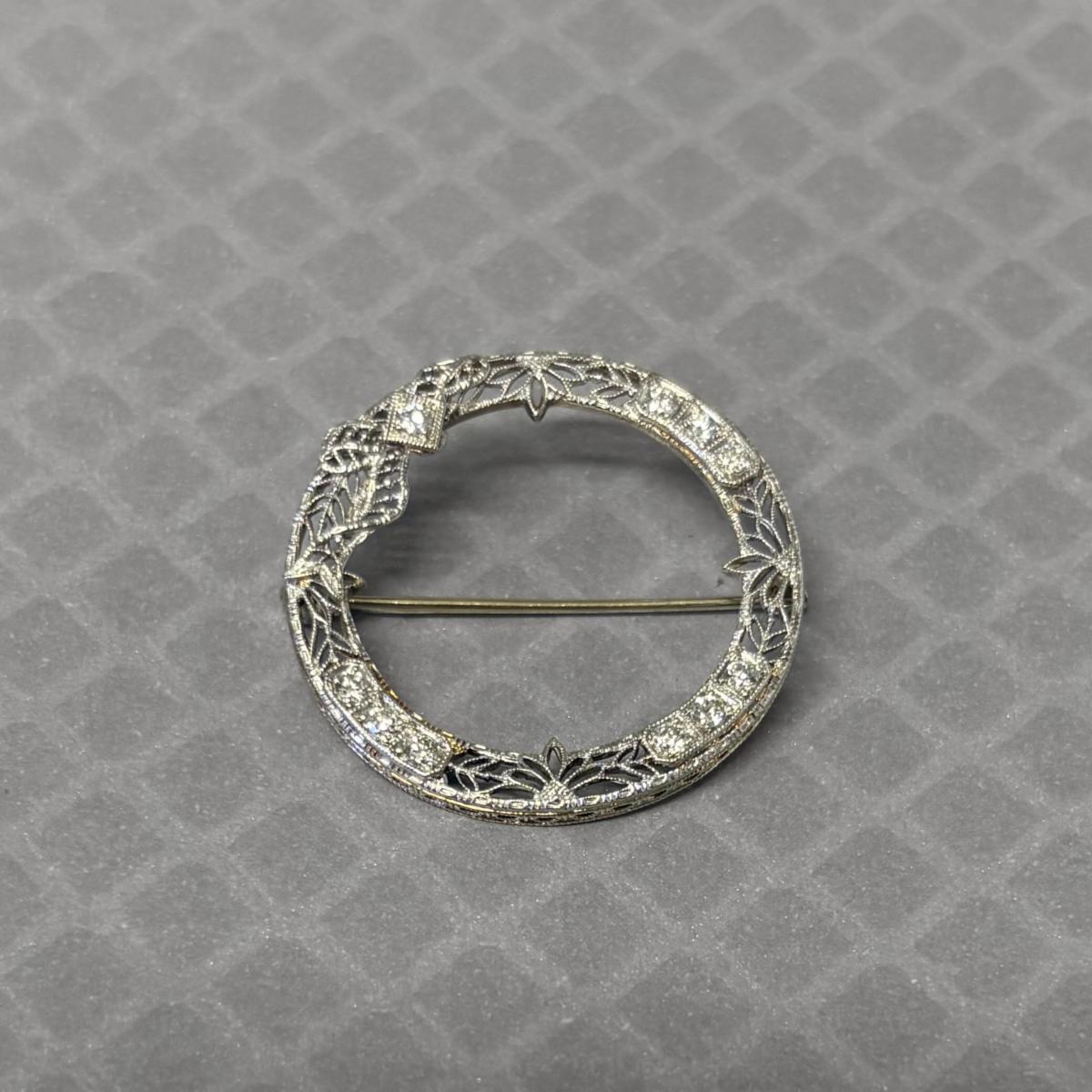 Preowned White Gold and Diamond Circle Brooch