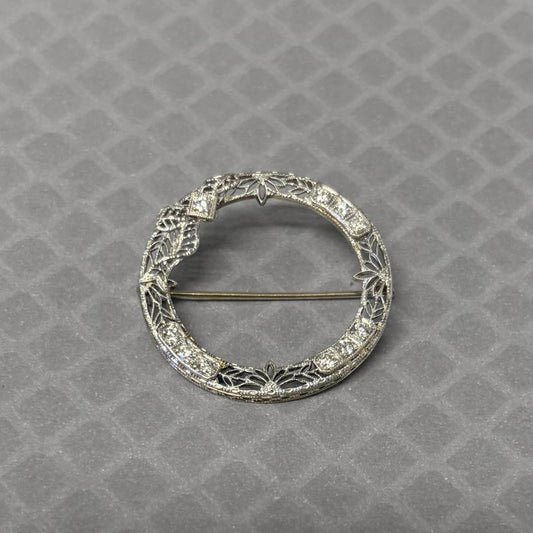 Preowned White Gold and Diamond Circle Brooch