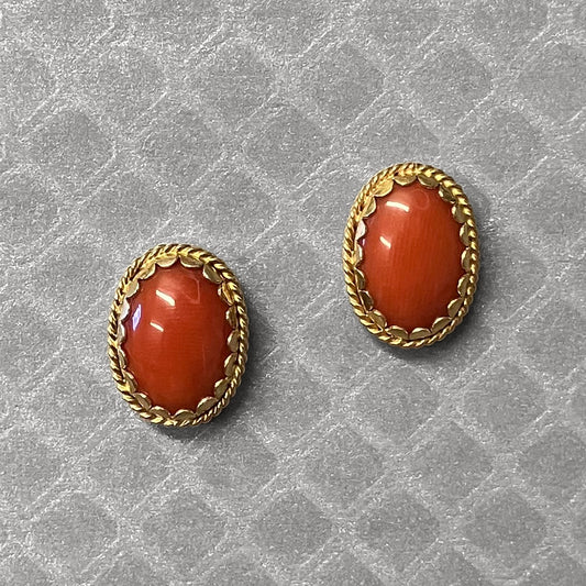 Preowned Yellow Gold and Coral Earrings