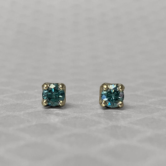 Preowned White Gold and Irradiated Blue Diamond Stud Earrings