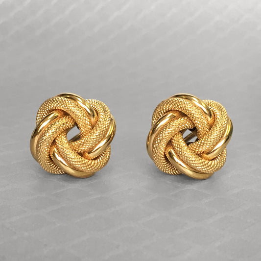 Preowned Yellow Gold Textured Knot Earrings