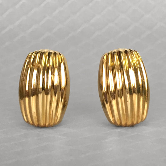 Preowned Yellow Gold Vertical Ribbed Earrings