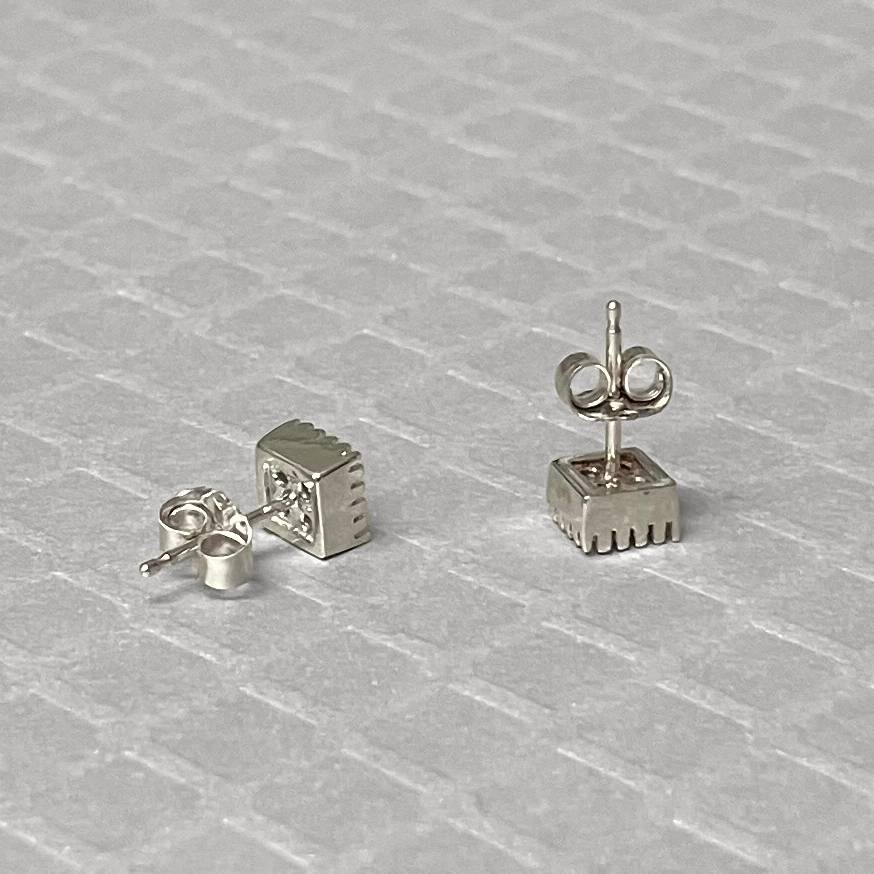 Preowned White Gold and Diamond Square Stud Earrings