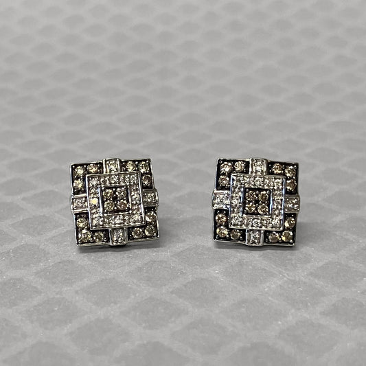 Preowned White Gold and Diamond Le Vian Square Stud Earrings