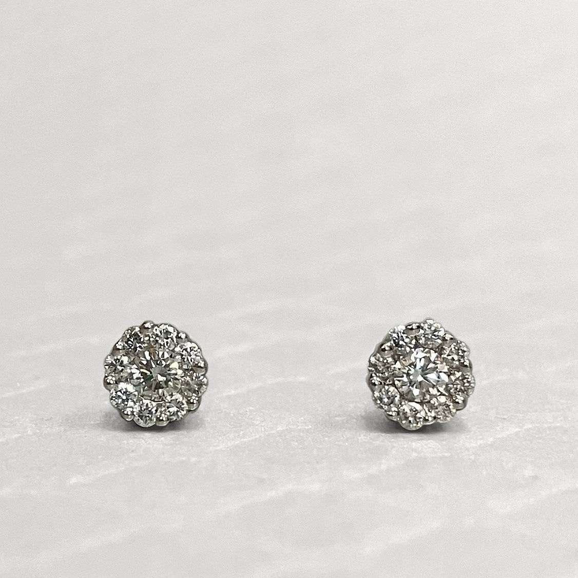 Preowned White Gold and Diamond Cluster Stud Earrings