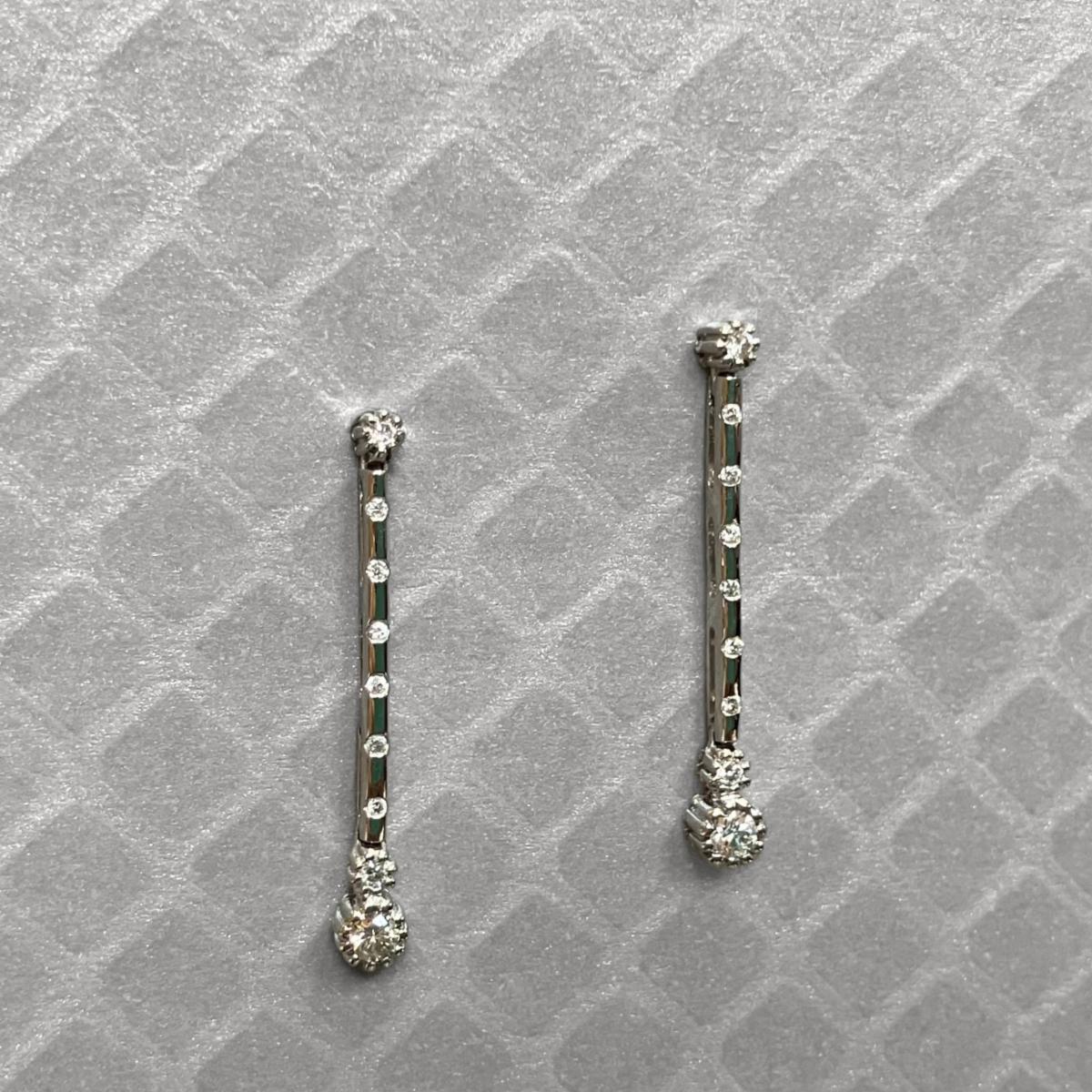 Preowned White Gold and Diamond Bar Dangle Earrings