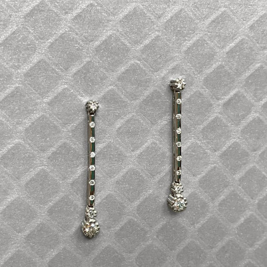 Preowned White Gold and Diamond Bar Dangle Earrings