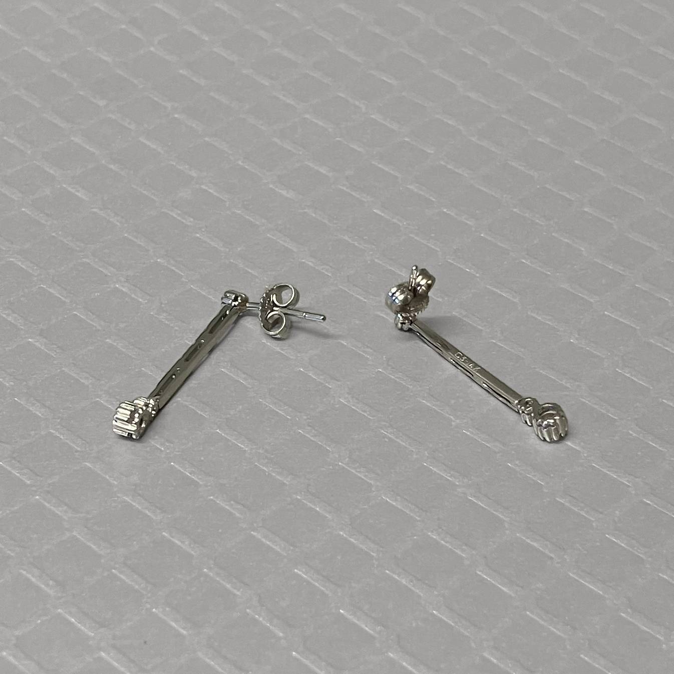 Preowned White Gold and Diamond Bar Dangle Earrings