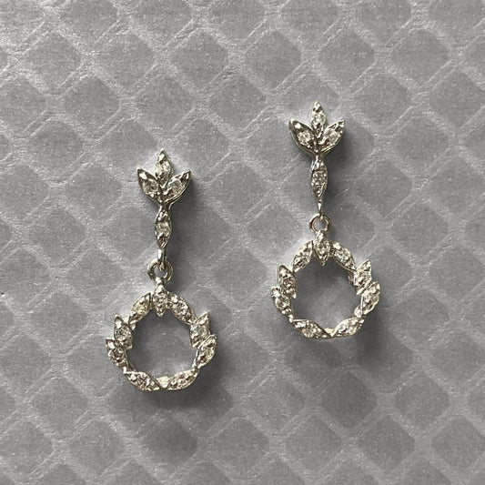 Preowned White Gold and Diamond Open Design Dangle Earrings