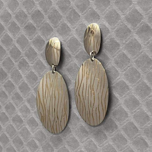 Preowned White and Yellow Gold Disc Earrings