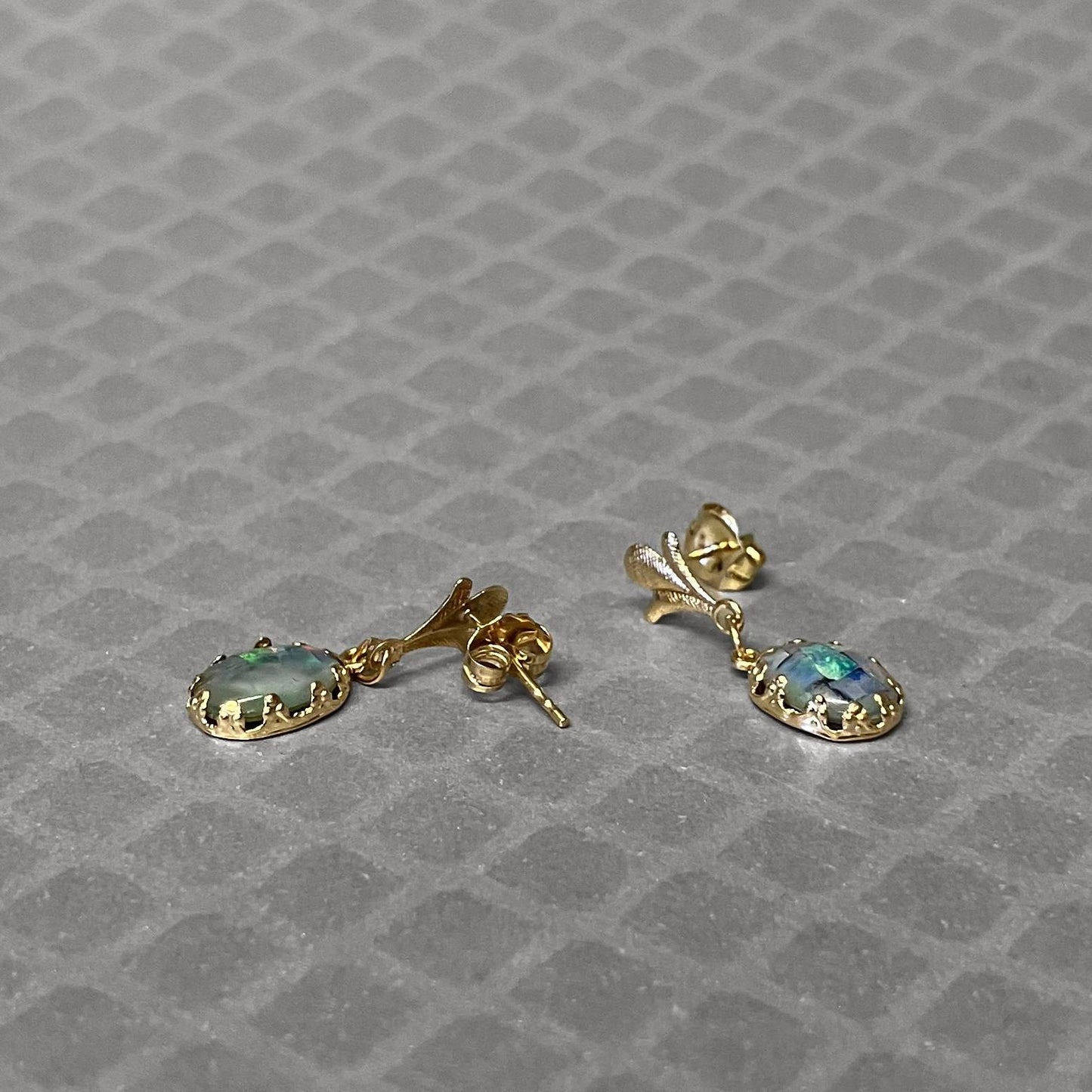 Preowned Yellow Gold and Mosaic Opal Dangle Earrings