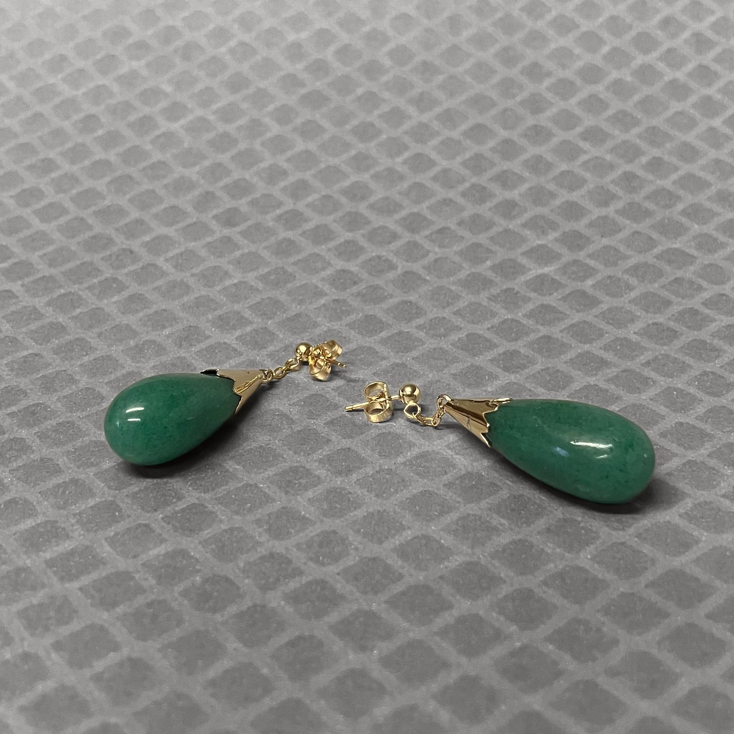 Preowned Yellow Gold and Aventurine Quartz Earrings