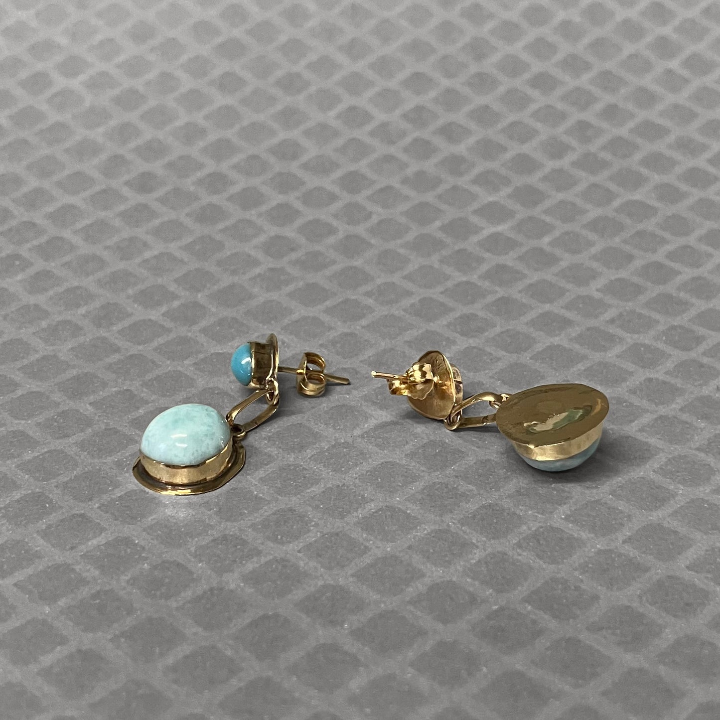 Preowned Yellow Gold and Larimar Dangle Earrings